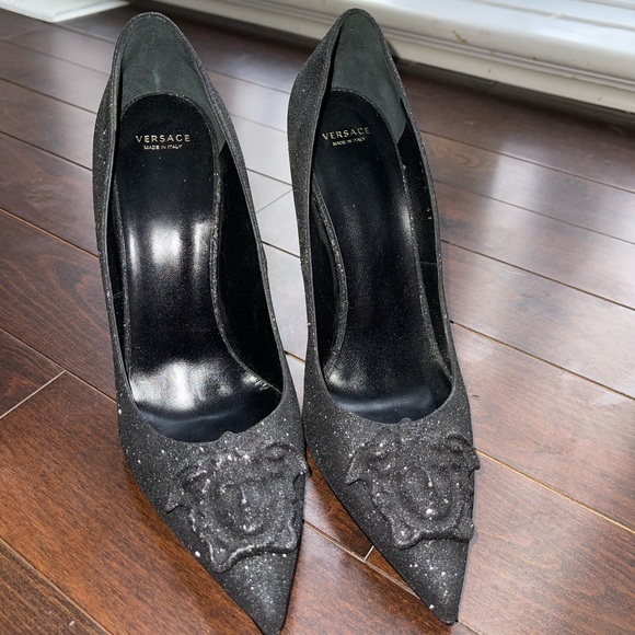 NWT Black Glitter Versace Heels - Picture 6 of 8